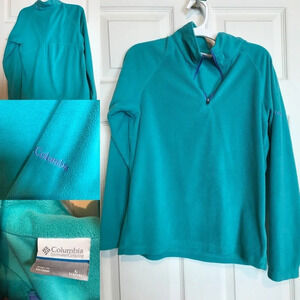 Columbia Girls Size Large Teal Blue 1/4 Zip Fleece Fuzzy